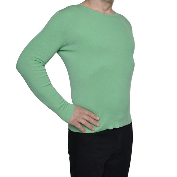 Ralph Lauren Black Label Italy Merino Wool Rib Crewneck Sweater Green M Nwt $595 - Picture 2 of 5